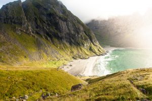 Picturesque view of Scottish countryside with large mountains suitable for Via Ferrata